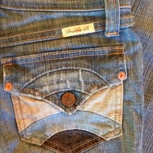 Frankie b.- low rise, flared, size 2 jeans